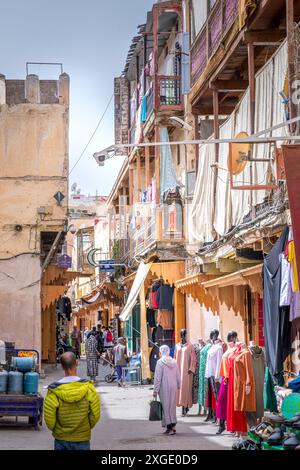 Fès, Marokko - 19. März 2024: Mellah, oder jüdisches Viertel in Fès, Marokko Stockfoto