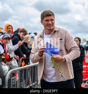 NORTHAMPTONSHIRE, VEREINIGTES KÖNIGREICH. Juli, 24. Owen Farrell, der ehemalige Kapitän von England und Sarazenen, wurde am Sonntag, den 7. Juli 2024, zum Grand Prix 2024 von Qatar Airways auf dem Silverstone Circuit in NORTHAMPTONSHIRE, ENGLAND, eingeladen. Quelle: Taka G Wu/Alamy Live News Stockfoto