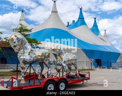 Zirkuszelte in einem Zirkus in den Vororten von Chicago, IL Stockfoto