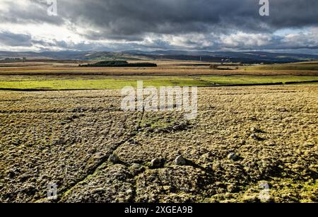 Oddendale konzentrischer Steinkreis bei Shap, Cumbria. Die jetzt sichtbaren rosafarbenen Granitsteine ersetzten die ursprünglichen Eichenholzkreise in der Jungsteinzeit Stockfoto