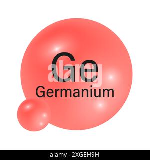 Element GE Symbol. Germanium-Symbol. Rot glänzende Kugel. Vektorabbildung. Stock Vektor