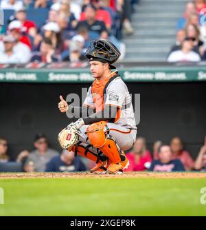 Cleveland, Oh, USA. Juli 2024. Patrick Bailey (14) spielt im Progressive Field in Cleveland, OH, gegen die Cleveland Guardians. San Francisco gewinnt mit 4:2. (Kreditbild: © Walter G. Arce Sr./ASP via ZUMA Press Wire) NUR REDAKTIONELLE VERWENDUNG! Nicht für kommerzielle ZWECKE! Stockfoto