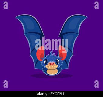 Halloween Schriftart, Buchstabe V Fledermaus mit Vampirmonsterzähnen, Vektor-Cartoon-Horror-Alphabet-Typ. Halloween-Schriftart als gruselige Fledermaus in Form des Buchstabens V, gruselige, gruselige Buh-Kreatur für die Weihnachtsschrift Stock Vektor
