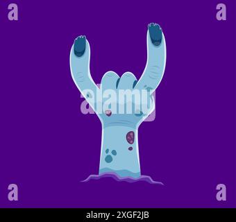 Halloween Schriftart Buchstabe Y als gruselige Zombiehand in Grabe, Vektor-Zeichentrick-Alphabet-Typ. Halloween-Schriftart oder gruseliger ABC-Buchstabe Y für Kinder in Form von untoten Monster-Zombie-Hand vom Friedhof für Horror-Schriftart Stock Vektor