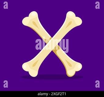 Halloween Schriftart, Buchstabe X als Kreuzknochen von Dead für Cartoon Horror Alphabet, Vektor ABC Typ. Halloween-Schriftart oder gruseliger Buchstabe X für Kinder in Form von Kreuzknochen vom Friedhof für Trick oder Treatment Stock Vektor