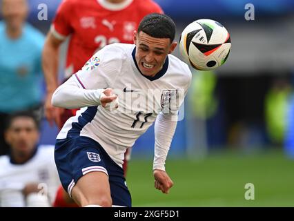 Düsseldorf, Deutschland. Juli 2024. Fußball: Europameisterschaft, England - Schweiz, Endrunde, Viertelfinale, Düsseldorf Arena. Der englische Phil Foden in Aktion. Vermerk: Arne Dedert/dpa/Alamy Live News Stockfoto