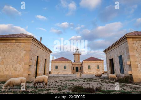 Leuchtturm von Punta Nati, Ciutadella, Menorca, Balearen, Spanien Stockfoto