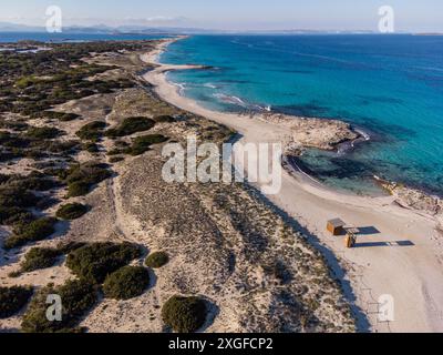 Strand von Llevant, Formentera, Pitiusas-Inseln, Balearen, Spanien Stockfoto