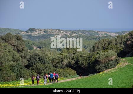 Wandern Sie auf dem Pferdeweg, Cami de Cavalls-, s'Albufera des Grau Naturpark, Menorca, Balearen, Spanien Stockfoto