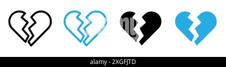 Broken Heart Symbol Vektor Logo Set Kollektion für Web App ui Stock Vektor