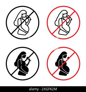 Kein Alkohol während der Schwangerschaft Zeichen Vektor Logo Set Sammlung für Web App ui Stock Vektor
