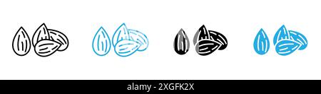 Almond-Symbol-Vektor-Logo-Set-Sammlung für Web-App-ui Stock Vektor