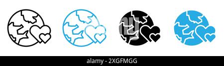 Earth Love Heart Icon Vektor-Set-Kollektion für Web-App-ui Stock Vektor