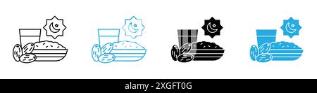 Ramadan Frühstück Symbol Vektor Logo Set Sammlung für Web App ui Stock Vektor