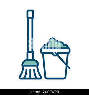 Mop-Symbol-Vektor-Designvorlage in weißem Hintergrund Stock Vektor