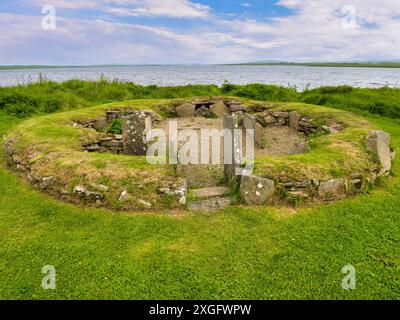 Barnouse Village, Orkney - die Überreste einer 5000 Jahre alten Hütte aus der Steinzeit. Teil des neolithischen Orkney. Stockfoto