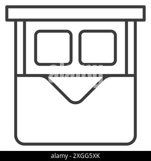 Doppelbett Schlafzimmer Möbel Immobilien Apartment Plan Top View dünne Linie Kunst Icon Vektor Illustration. Komfortable Einrichtung für Erholung, Entspannung und sle Stock Vektor