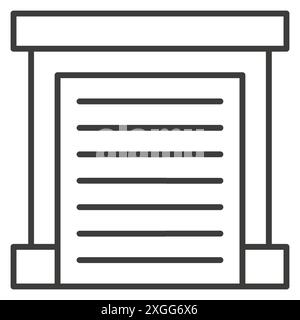 Immobilien moderne Garage Parken Auto Lagerhaus Gebäude dünne Linie Kunst Icon Vektor Illustration. Gewerbliche Lagerkonstruktion mit geschlossenem Lagergebäude Stock Vektor