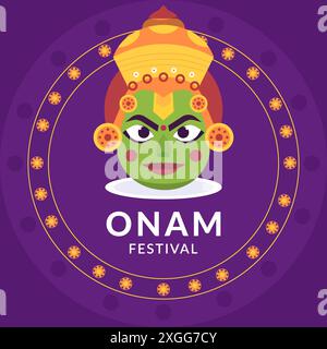 Happy Onam Festival Illustration in flachem Design Stock Vektor