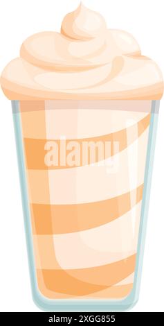 Erfrischender und cremiger Milchshake mit Schlagsahne, serviert in einem hohen Glas, perfekt für einen süßen Leckerbissen Stock Vektor