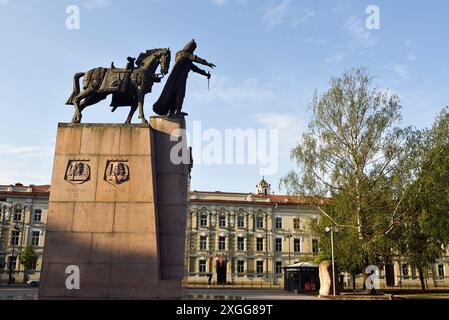 Gediminas-Denkmal, Großherzog von Litauen, 1275-1341, Domplatz, UNESCO-Weltkulturerbe, Vilnius, Litauen, Europa Stockfoto