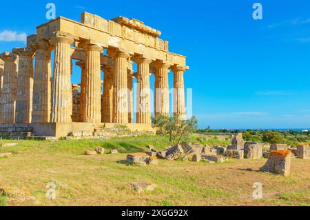 Tempel der Hera (Tempel E), Archäologischer Park Selinunte, Selinunte, Bezirk Trapani, Sizilien, Italien, Mittelmeer, Europa Stockfoto