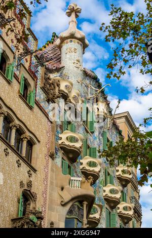 Casa Batllo, Design der Moderne von Antoni Gaudi, UNESCO-Weltkulturerbe, Altstadt, Barcelona, Katalonien, Spanien, Europa Stockfoto