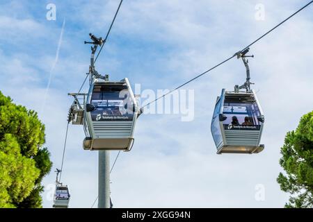 Die Seilbahn Montjuic überblickt Barcelona, Katalonien, Spanien und Europa Stockfoto