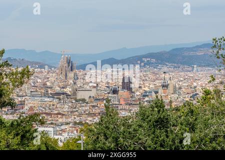 Die Seilbahn Montjuic überblickt Barcelona, Katalonien, Spanien und Europa Stockfoto