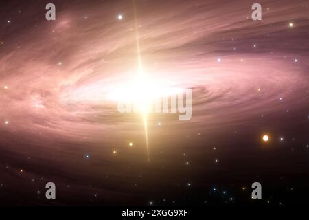 Heller Quasar im tiefen Raum. 3D-Abbildung Stockfoto