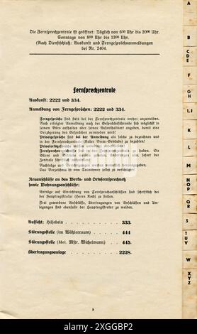 Buch, Telefonbuch der Friedrich Krupp Germaniawerft AG, Kiel-Gaarden, später 1930er, REDAKTIONELL-USE-ONLY Stockfoto