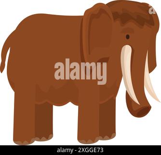 Großes, braunes Wollmammut mit großen weißen Stoßzähnen Stock Vektor