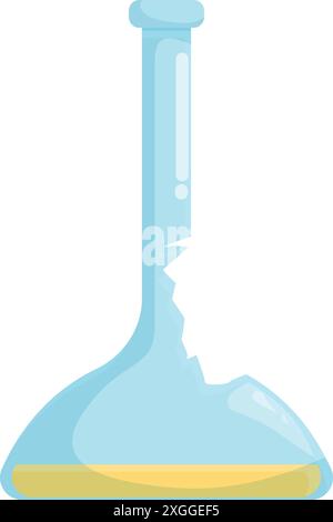 Illustration eines kaputten Laborkolbens mit einer gelben Flüssigkeit Stock Vektor