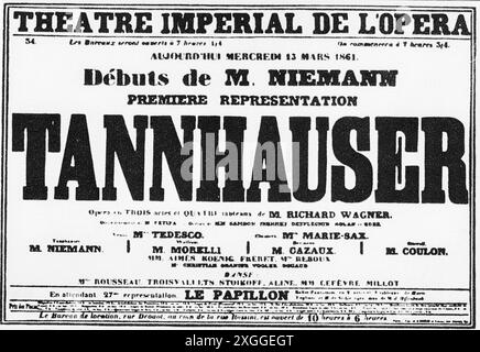 theater / Theater, Oper, 'Tannhaeuser', von Richard Wagner, französische Premiere, playbill, Grand Opera, ADDITIONAL-RIGHTS-CLEARANCE-INFO-NOT-AVAILABLE Stockfoto