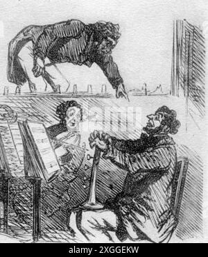 theater / Theater, Oper, 'Tannhaeuser', von Richard Wagner, Pariser Premiere, Karikatur, Zeichnung, von Cham, das URHEBERRECHT DES KÜNSTLERS MUSS NICHT GELÖSCHT WERDEN Stockfoto