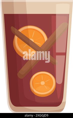 Ein Glas Glühwein mit Zimtstangen und Orangenscheiben, perfekt für einen gemütlichen Winterabend Stock Vektor