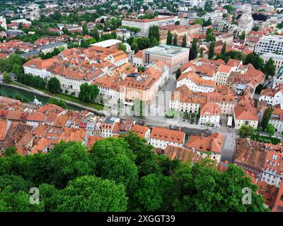 Blick über Ljubljana vom Aussichtsturm auf der Burg Ljubljana Ljubljana Zentral-Slowenien Slowenien Stockfoto
