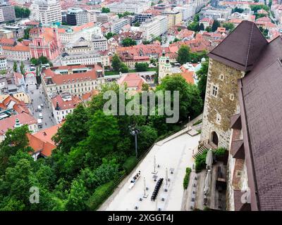 Blick über Ljubljana vom Aussichtsturm auf der Burg Ljubljana Ljubljana Zentral-Slowenien Slowenien Stockfoto