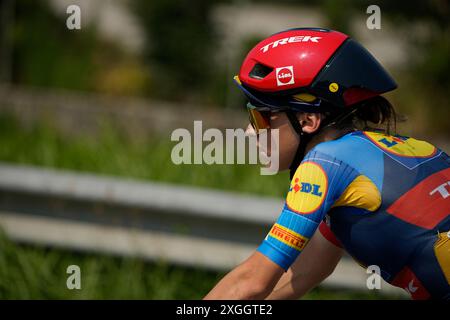 Realini Gaia (Lidl - Trek Team) während der 3. Etappe der Giro d'Italia Women, von Sabbioneta nach Toano, Italien Dienstag, 09. Juli 2024. Sport - Radsport . (Foto: Marco Alpozzi/Lapresse) Credit: LaPresse/Alamy Live News Stockfoto