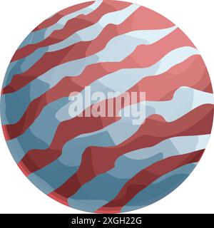 Roter und blauer Planet mit abstraktem Muster, der einen Himmelskörper in der Weite des Raumes darstellt Stock Vektor