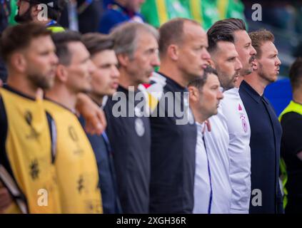 Stuttgart, Deutschland. Juli 2024. Trainer Julian Nagelsmann (Deutschland) Co-Trainer Sandro Wagner (Deutschland) Spanien - Deutschland Spanien - Deutsch Stockfoto