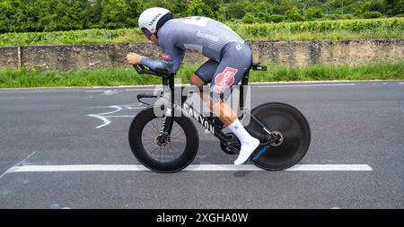 Jonas Rickaert, Alpecin-Deceuninck, 2024 Tour de france Stage 7 Zeitschrift von Nuits-Saint-Georges nach Gevrey-Chambertin, Burgund, Frankreich. Stockfoto