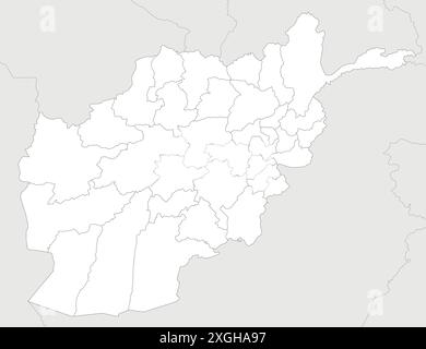 Vektor regionale leere Karte von Afghanistan mit Provinzen und Verwaltungseinheiten sowie Nachbarländern und Gebieten. Bearbeitbar und übersichtlich Stock Vektor