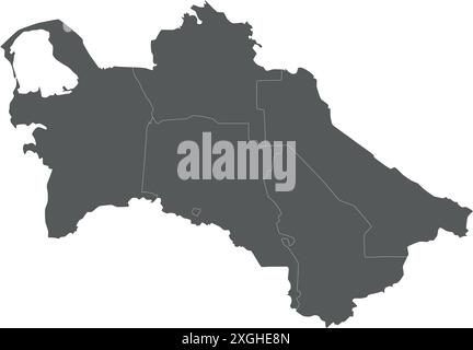 Vektor regionale leere Karte von Turkmenistan mit Provinzen, Hauptstadtbezirken und Verwaltungseinheiten. Bearbeitbare und klar beschriftete Ebenen. Stock Vektor
