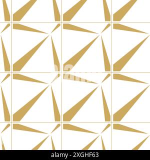 Abstraktes geometrisches Muster mit Streifen, Linien. Nahtloser Vektorhintergrund. Weiße und goldene Verzierung. Modernes, vernetztes Grafikdesign. Stockfoto