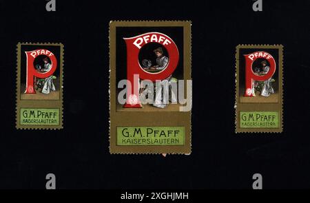 Werbung, Haushaltsgerät, Nähmaschinen, G. M. Pfaff, Kaiserslautern, POSTERSTEMPEL, ADDITIONAL-RIGHTS-CLEARANCE-INFO-NOT-AVAILABLE Stockfoto