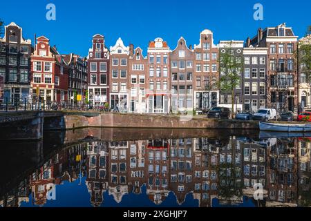 Landschaft von Leidsegracht, einem Kanal in Amsterdam, Niederländisch, Niederlande Stockfoto