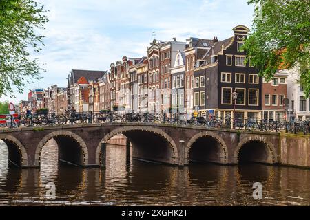 Landschaft von Leidsegracht, einem Kanal in Amsterdam, Niederländisch, Niederlande Stockfoto