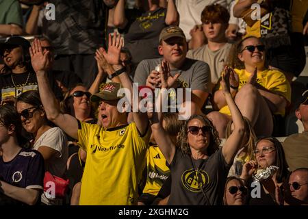 Columbus, Oh, USA. Juli 2024. Fußballfans zeigen ihre Unterstützung beim Spiel Columbus Crew gegen Toronto FC im Lower.com Field in Columbus, OH. (Kreditbild: © Walter G. Arce Sr./ASP via ZUMA Press Wire) NUR REDAKTIONELLE VERWENDUNG! Nicht für kommerzielle ZWECKE! Stockfoto