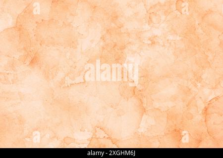 Aquarellfarbe Herbst Textur Hintergrund. Abstrakter Landschaftsverlauf in Orange und Gelb. Pfirsichfarbene Batikgrafik. Herbstfarben. Design-Illustration bru Stockfoto